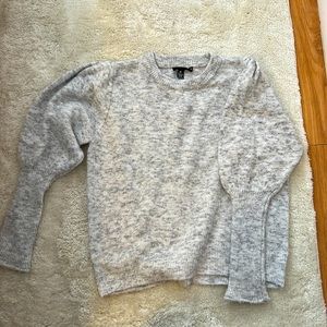 Aqua puff sleeve silver and grey sweater Small